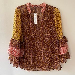 Alice + Olivia Floral Ruffle Top Size M